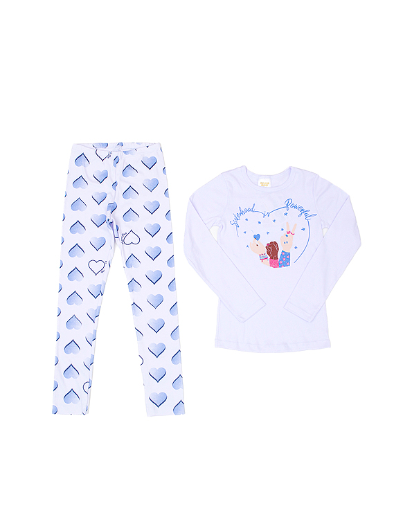 Pijama-em-malha-com-calça-em-legging-estampada-infantil-e-juvenil-feminino—Have-Fun—Carambolina—32673-branco 