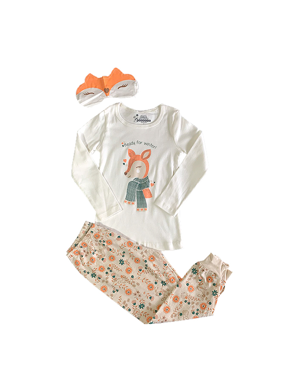 Pijama-infantil-e-infanto-juvenil-em-malha-feminino-com-tapa-olhos-raposa—Have-Fun—Carambolina—32674-cru