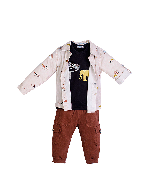 Conjunto-camisa-calça-cargo-e-camiseta-bordada-infantil-masculino-safari—DNM—Carambolina—32931