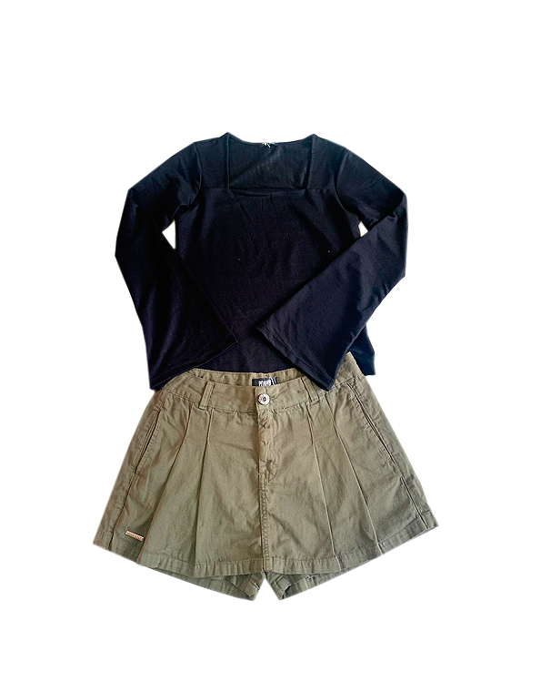 Conjunto short-saia e blusa com manga flare juvenil feminino – Poah-Noah—Carambolina—32903