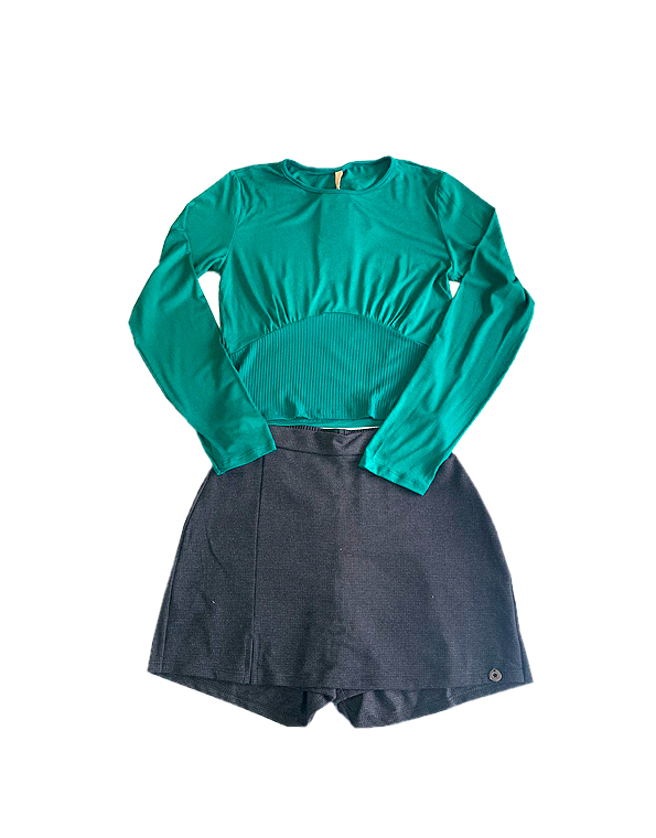 Conjunto short-saia juvenil feminino – Alakazoo—Carambolina—32765-verde