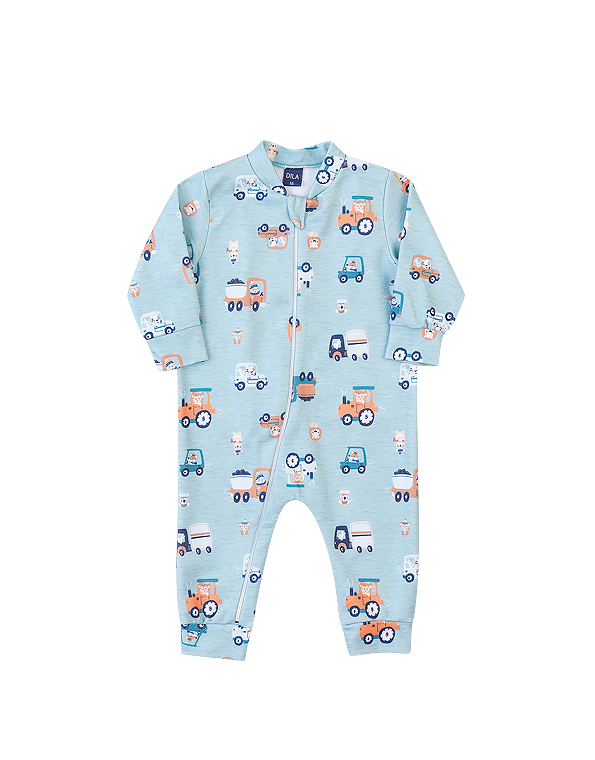 Pijama macacão bebê e infantil soft masculino com zíper – Dila—Carambolina—32781