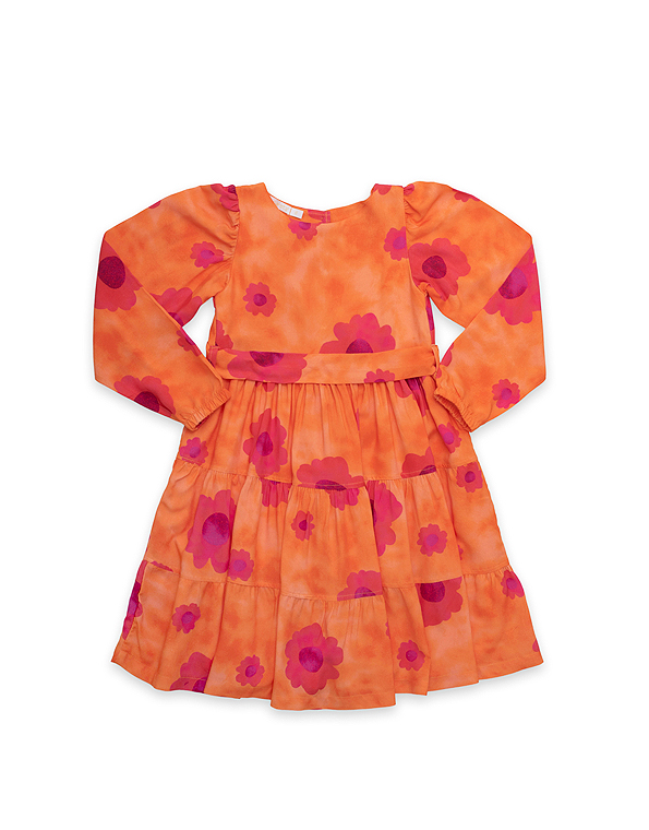Vestido-manga-longa-estampado-infantil-laranja—Ser-Garota—Carambolina—32855