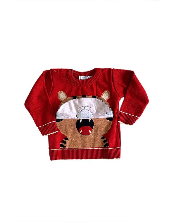 Blusa-em-tricot-infantil-masculina-tigre-vermelha—Mundo-Faz-de-Conta—Carambolina—33020-detalhe