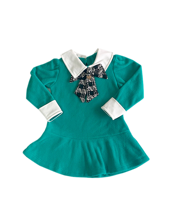 Vestido-polo-verde-infantil-com-laço-na-gola—Bika—Carambolina—33115