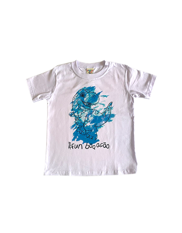 Camiseta-manga-curta-infantil-masculina-branca-dinossauro—Have-Fun—Carambolina—33424