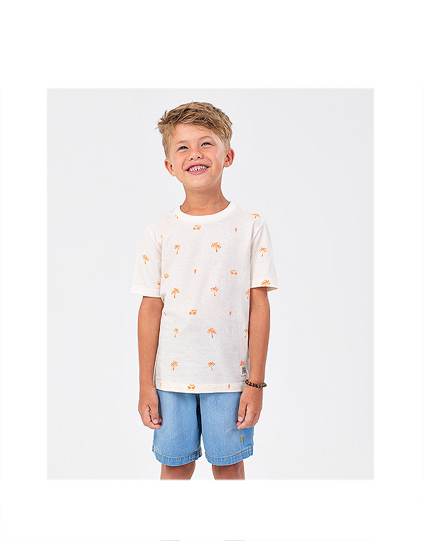 Conjunto-bermuda-de-jeans-e-camiseta-estampada-infantil-masculino-laranja—Onda-Marinha—Carambolina—33343-modelo
