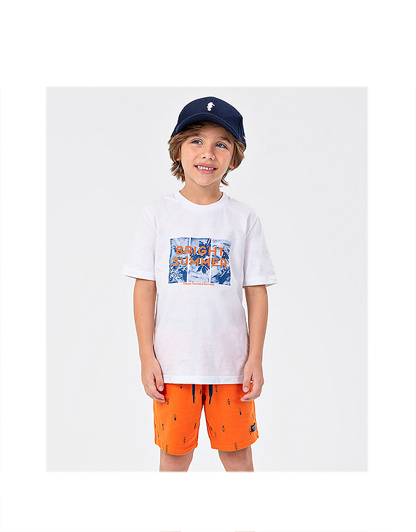 Conjunto-bermuda-de-moletom–e-camiseta-estampados-infantil-masculino-laranja –Onda-Marinha—Carambolina—33348-modelo