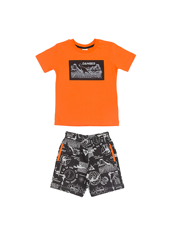 Conjunto-bermuda-de-moletom-estampada-e-camiseta-infantil-masculino-dinossauro—Have-Fun—Carambolina—33386