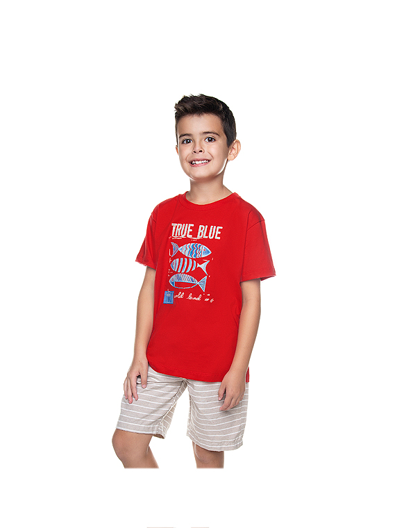 Conjunto-bermuda-listrada-e-camiseta-com-estampa-infantil-masculino-vermelho—Have-Fun—Carambolina—33394-modelo