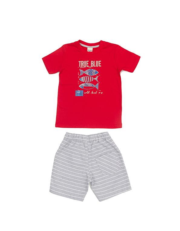 Conjunto-bermuda-listrada-e-camiseta-com-estampa-infantil-masculino-vermelho—Have-Fun—Carambolina—33394