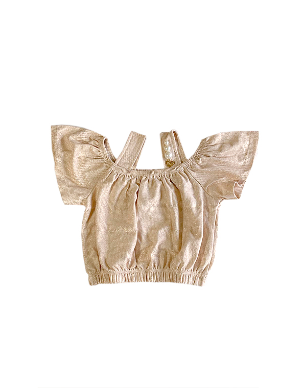 Cropped ombros a mostra infantil feminino dourado – Bika – Carambolina – 33526