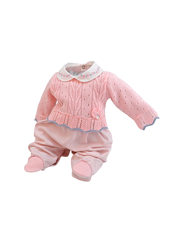 Macacão-feminino-com-tricot-com-laço-e-gola-bordada-rosa—Beth-Bebê—Carambolina—33278