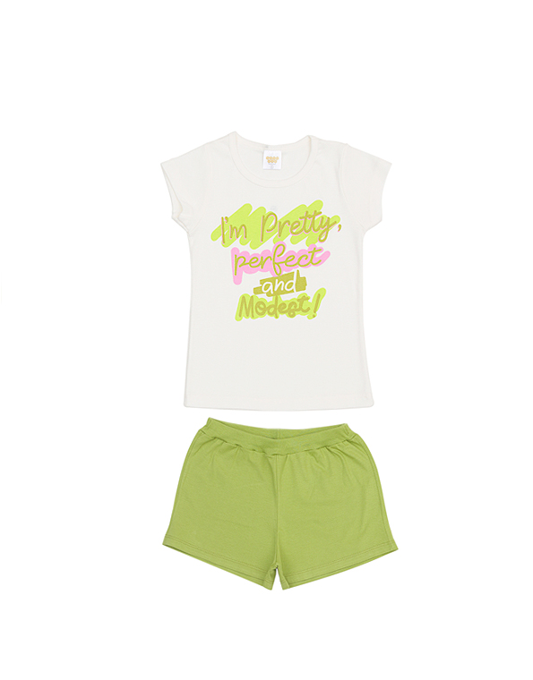 Pijama-curto-com-camiseta-estampada-infantil-e-juvenil-feminino-verde—Have-Fun—Carambolina—33421