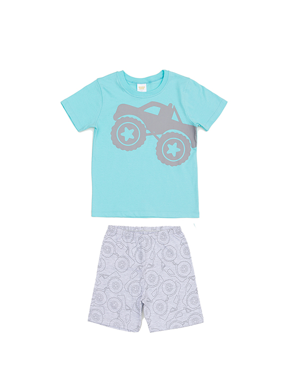 Pijama-curto-de-camiseta-e-bermuda-estampados-infantil-e-juvenil-masculino-verde—Have-Fun—Carambolina—33402