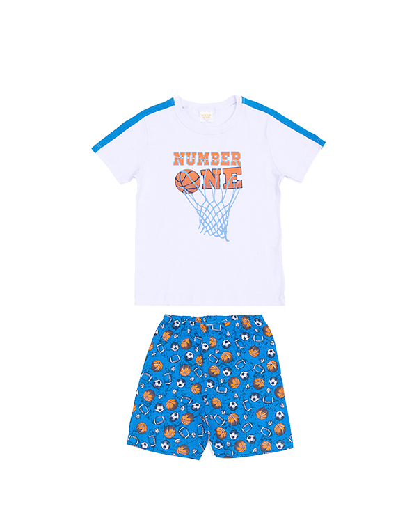 Pijama-curto-de-camiseta-e-short-estampados-infantil-e-juvenil-masculino-basquete—Have-Fun—Carambolina—33404