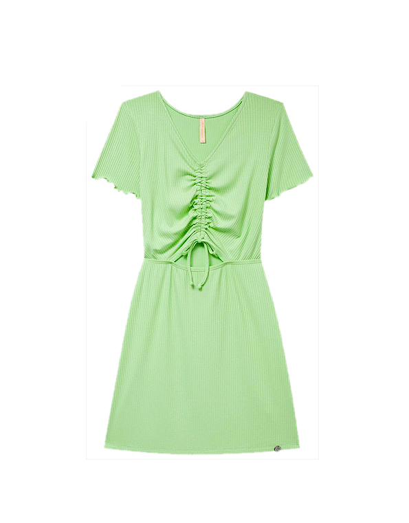 Vestido-canelado-com-franzido-e-recorte-frontal-juvenil-verde—Alakazoo—Carambolina—33483