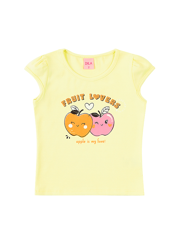Camiseta-manga-curta-infantil-feminina –Dila—Carambolina—33690-amarelo