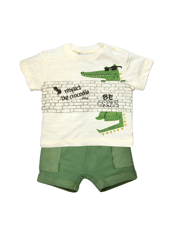 Conjunto-bermuda-de-moletom-e-camiseta-estampada-infantil-crocodilo-masculino—Tilly-baby—Carambolina—33554