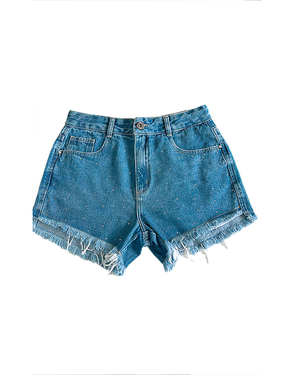 Short-jeans-com-strass-e-barra-desfiada-juvenil-feminino—Poah-Noah—Carambolina—33790