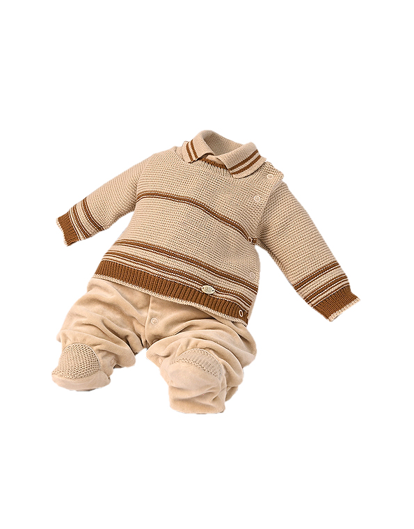 Macacão-em-plush-e-tricot-bege-masculino—Beth-Bebê—Carambolina—33856