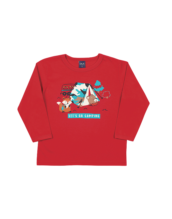 Camiseta-manga-longa-estampada-infantil-masculina-vermelha—Dila—Carambolina—34090