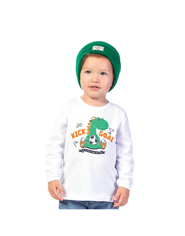 Camiseta-manga-longa-infantil-masculina-branca-dinossauro—Dila—Carambolina—34078-modelo