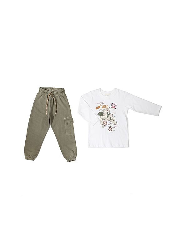 Conjunto-calça-de-moletom-sem-felpa-e-camiseta-estampada-infantil-masculino –Have-Fun—Carambolina—33986
