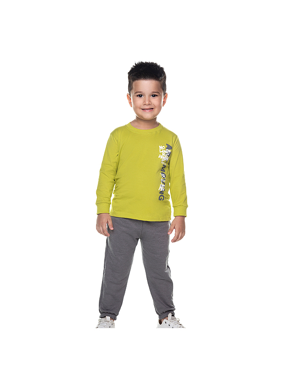 Conjunto-calça-de-moletom-sem-felpa-e-camisetas-com-estampa-infantil-masculino-verde—Have-Fun—Carambolina—33985-modelo