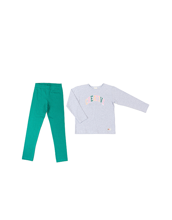 Conjunto-calça-legging-e-camiseta-com-estampa-infantil-e-juvenil-feminino-cinza—Have-Fun—Carambolina—34040