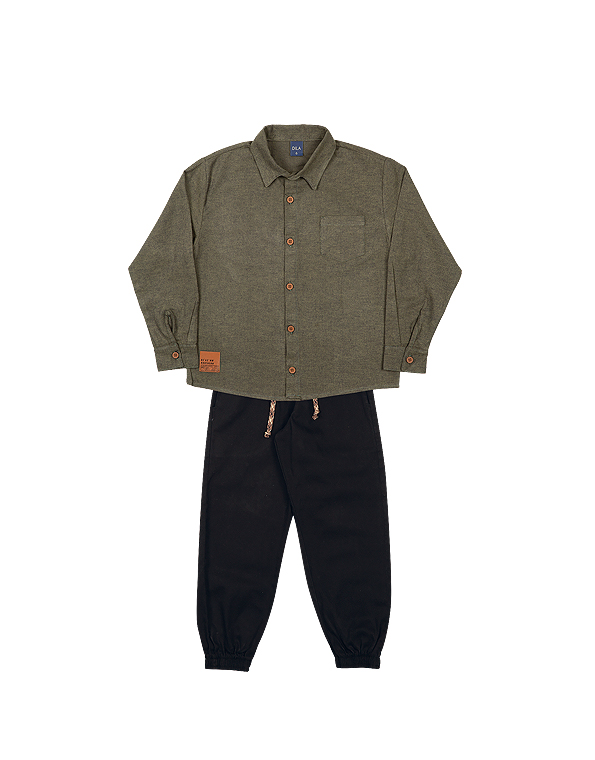 Conjunto-camisa-flanelada-e-calça-sarja-infantil-masculino-verde—Dila—Carambolina—34099