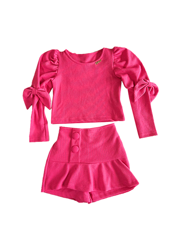 Conjunto-de-short-saia–blusa-com-mangas-princesa-e-laços-infantil-feminino-pink—Bika—Carambolina—33969