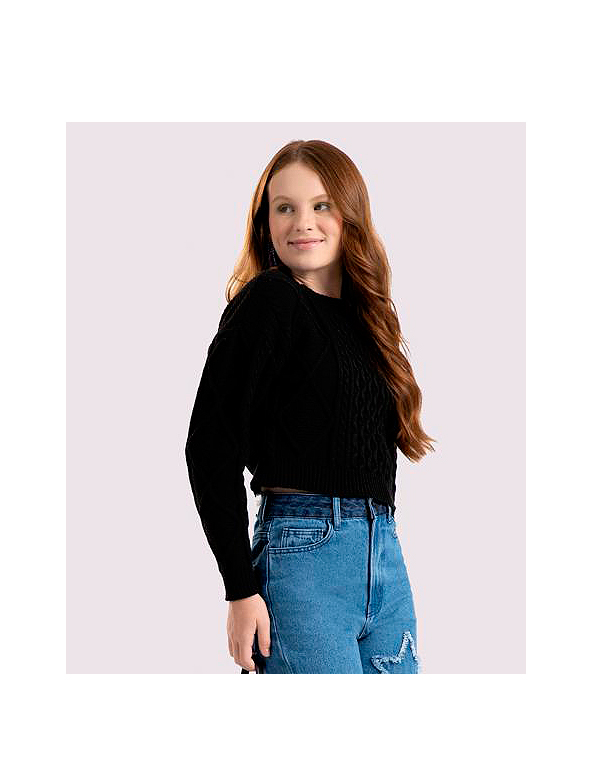 Blusa-cropped-em-tricot-tranças-juvenil-feminina —Lunender—Carambolina—34440-preto-modelo