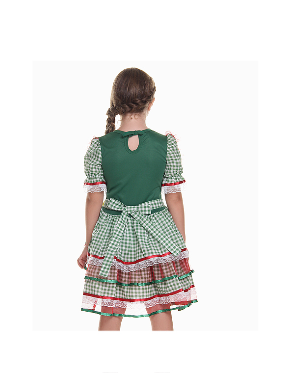 Vestido-junino-infantil-e-juvenil-verde-com-aplicações—Carambolina—34381-costas