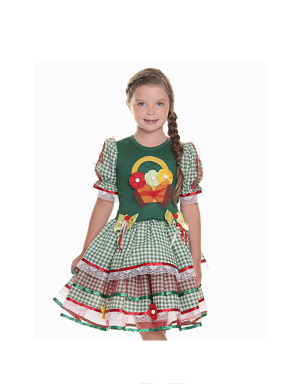 Vestido-junino-infantil-e-juvenil-verde-com-aplicações—Carambolina—34381