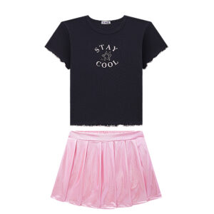 Conjunto-blusa-com-aplicações-e-saia-plissada-infantil-e-juvenil-feminino—Açucena—Carambolina—34456