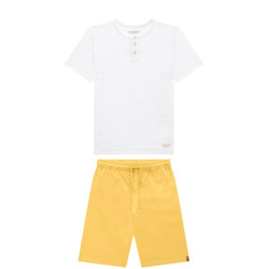 Conjunto-bata-e-bermuda-em-sarja-leve-infantil-masculino-amarelo—Onda-Marinha—Carambolina—34549