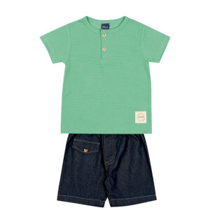 Conjunto-bata-e-bermuda-em-jeans-bebê-masculino-verde—Dila—Carambolina—34796